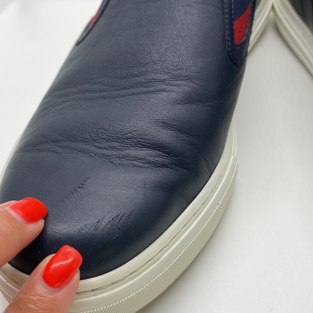 Gucci Slip On Leather Tennis Sneakers Blue - Picture 9 of 10